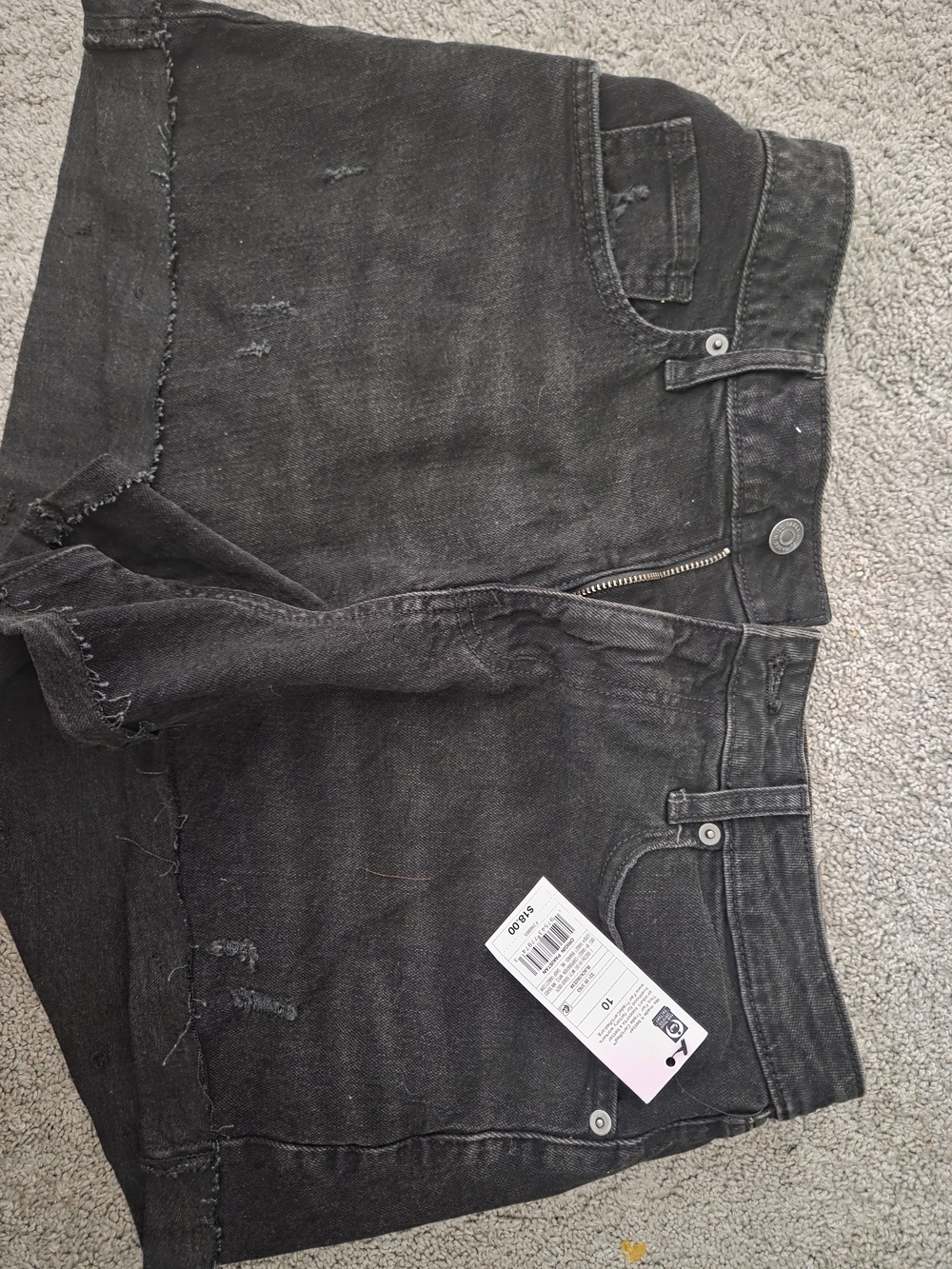 Women's Black Distressed Jeans Shorts NWT
